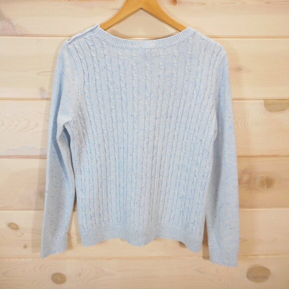 Talbots Women's sz M Pullover Sweater Long Sleeve Cable Knit Light Blue Speckled - Picture 3 of 12